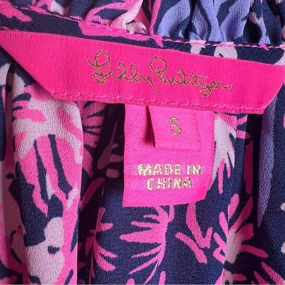 Lilly Pulitzer Savanna Long Sleeve Top Bright Navy Swing Of Things Size S - Picture 8 of 11